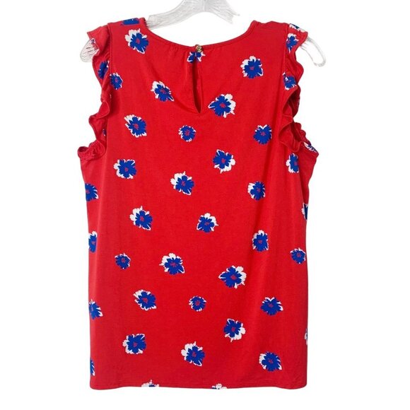Draper James Red Blue Floral Print Cap Sleeve Pullover Blouse Women’s Size Small - Picture 3 of 11